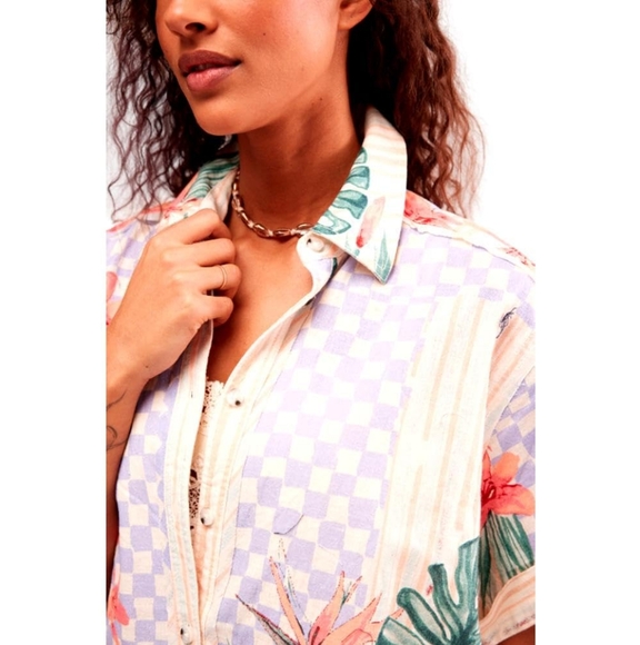 NWT Free People Retro Tropics Shirt - Picture 4 of 4